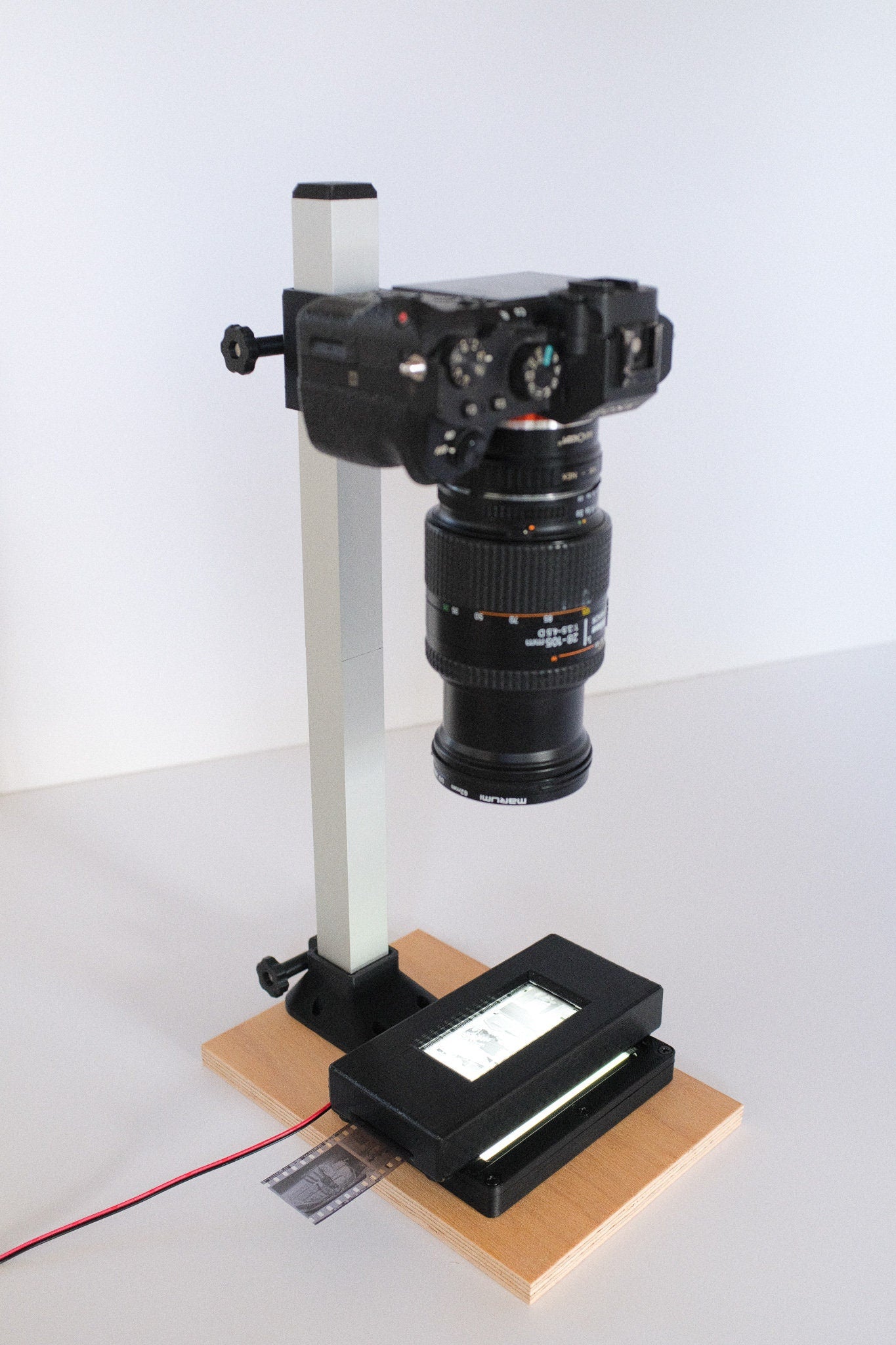 Complete 35mm DSLR Scanning Kit: Camera Copy Stand, 35mm Carrier, and LED Light Panel (+97 CRI)