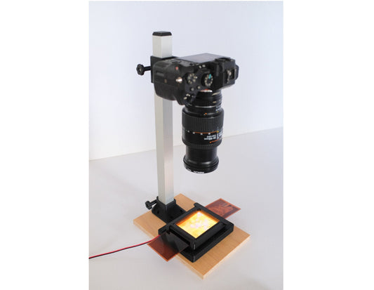 Complete Medium Format DSLR Scanning Kit: Camera Copy Stand, 120 Carrier, and LED Light Panel (+97 CRI)